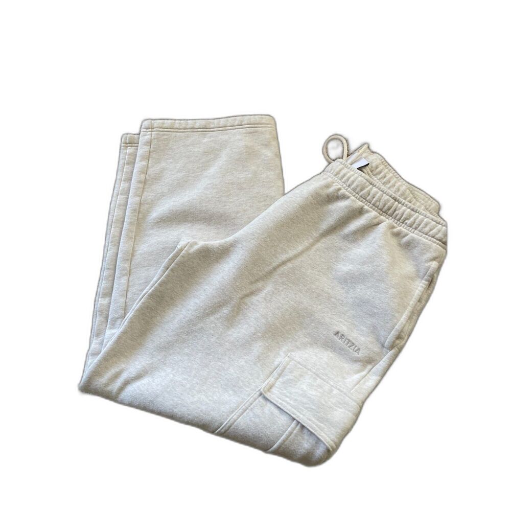 Women's Aritzia Sweatfleece Mega Fit cozy Fleece Sweatpants beige  gray L Large